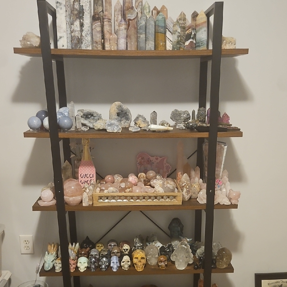 NOT FOR SALES-Crystal Display Shelf w Assorted Stones FOR FUTURE SALES pls LIKE